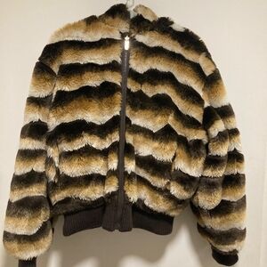 Luxurious Faux Fur Striped Jacket